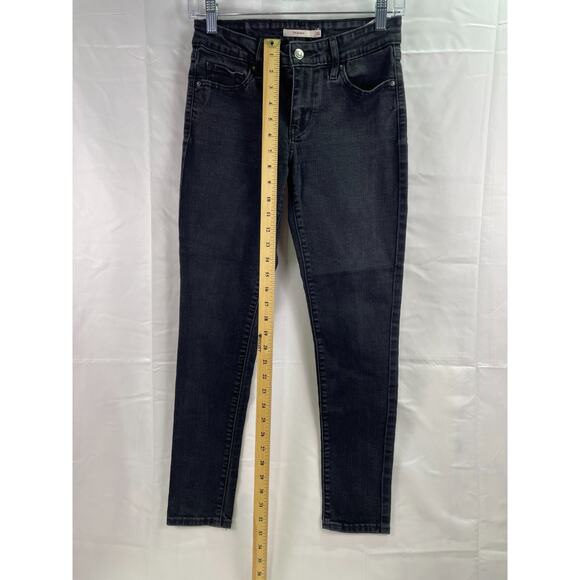 Levi's 711 Skinny Women's Black Denim Stretch 5-Pocket Ankle Mid-Rise Jeans 26 - Picture 2 of 6